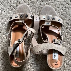 Steve Madden Suede Block Heel Sandals | Tan, Size 7
